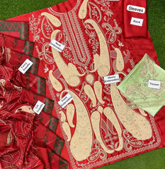 Ethnic Heavy Applique Embroidered Silk 3-Piece Suit (2026 Collection)