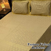 Luxury Texture Velvet Bedsheet Set – Elegant Black & Golden Premium Design