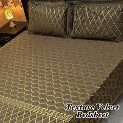 Luxury Texture Velvet Bedsheet Set – Elegant Black & Golden Premium Design