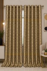 Luxury Black & Golden Velvet Curtains – Premium Jacquard Design with Elegant Border