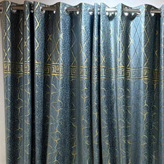 Luxury Black & Golden Velvet Curtains – Premium Jacquard Design with Elegant Border