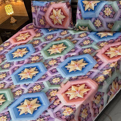 Luxury Floral Printed Bedsheet Set – Elegant 3D Rose & Daisy Design