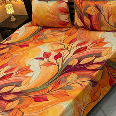Luxury Floral Printed Bedsheet Set – Elegant 3D Rose & Daisy Design