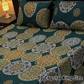 3D Crystal King Size Bedsheet Set – Luxury Medallion Print with Matching Pillow Covers