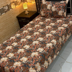 3D Crystal King Size Bedsheet Set – Luxury Medallion Print with Matching Pillow Covers