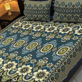 Luxury Traditional Floral Bedsheet Set – Premium Printed Design with Matching Pillow Covers