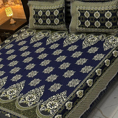 Luxury Traditional Floral Bedsheet Set – Premium Printed Design with Matching Pillow Covers
