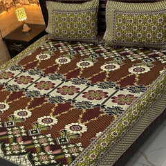 Luxury Traditional Floral Bedsheet Set – Premium Printed Design with Matching Pillow Covers