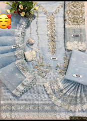 Mushq Designer Organza Collection – Full Handwork Adda Front & Cutwork Dupatta