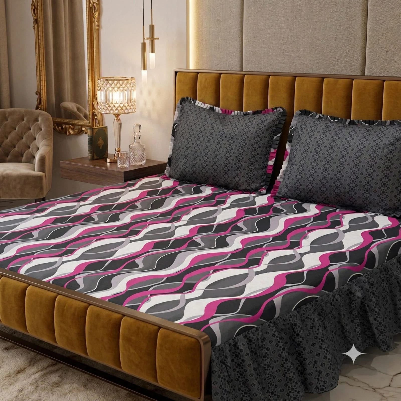 Luxury Bridal Bedsheet Set – Elegant Wedding Collection frill bedsheet-1009