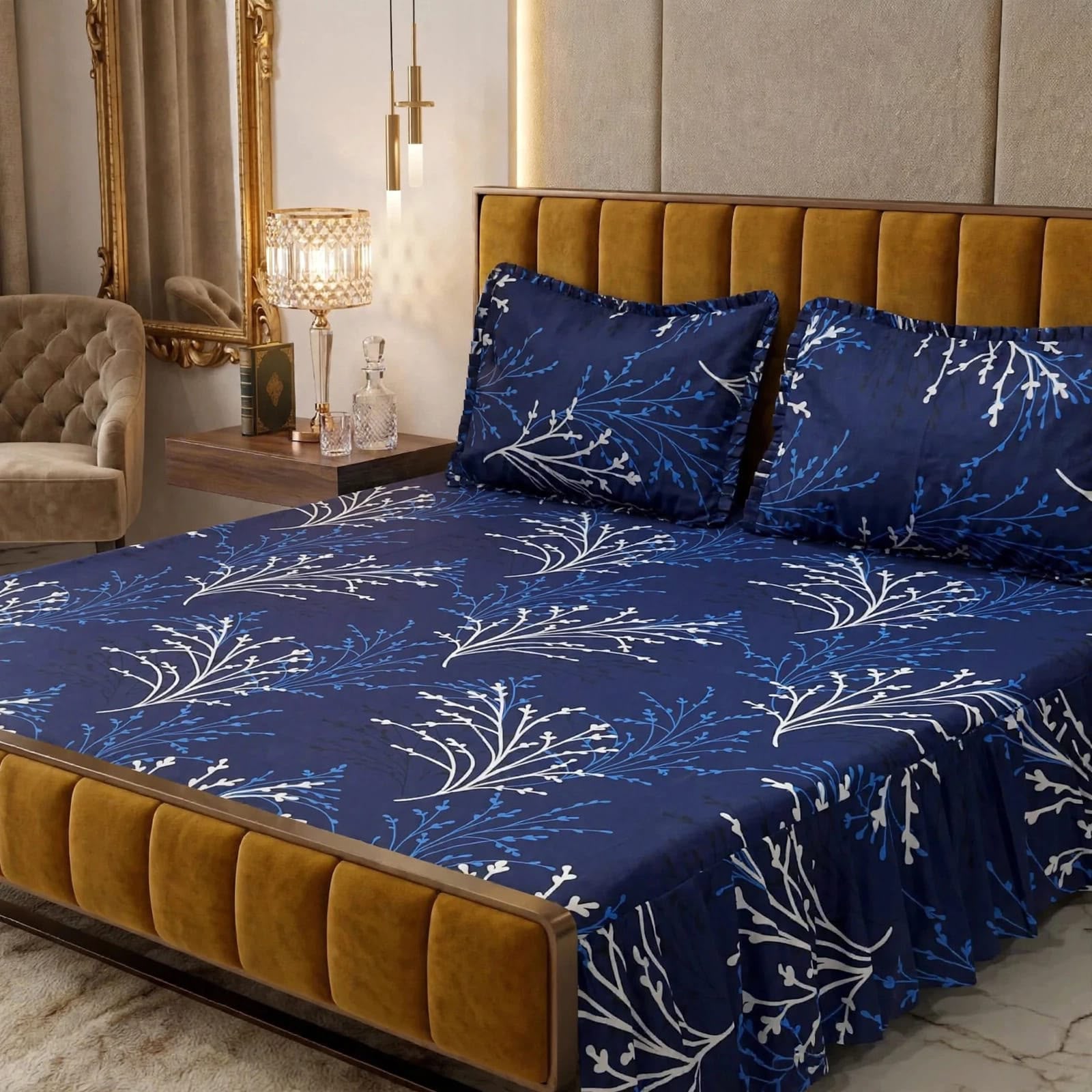 Luxury Bridal Bedsheet Set – Elegant Wedding Collection frill bedsheet-1009