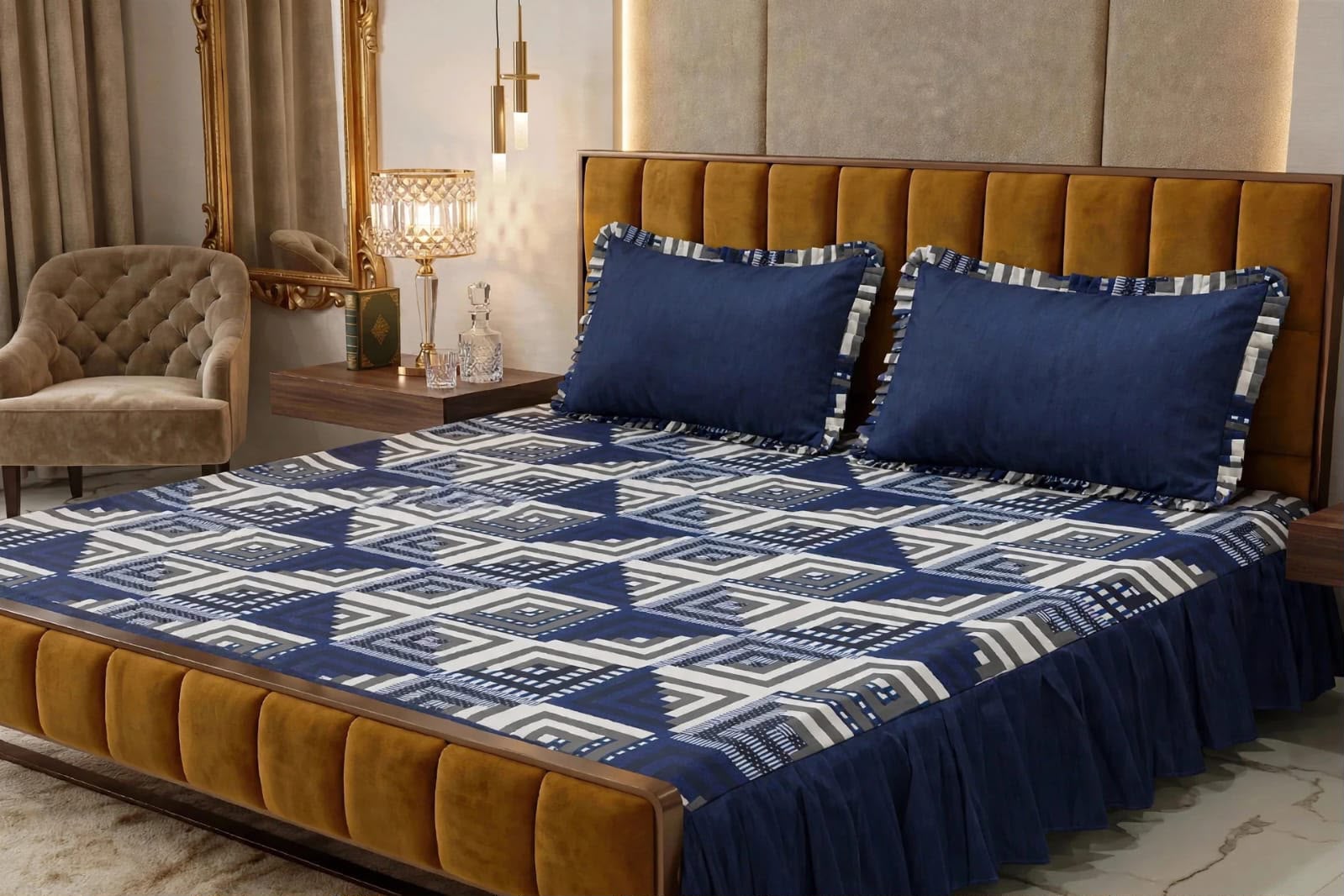 Luxury Bridal Bedsheet Set – Elegant Wedding Collection frill bedsheet-1009