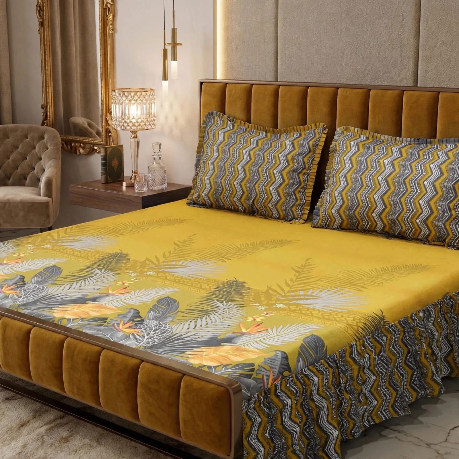 Luxury Bridal Bedsheet Set – Elegant Wedding Collection frill bedsheet-1009