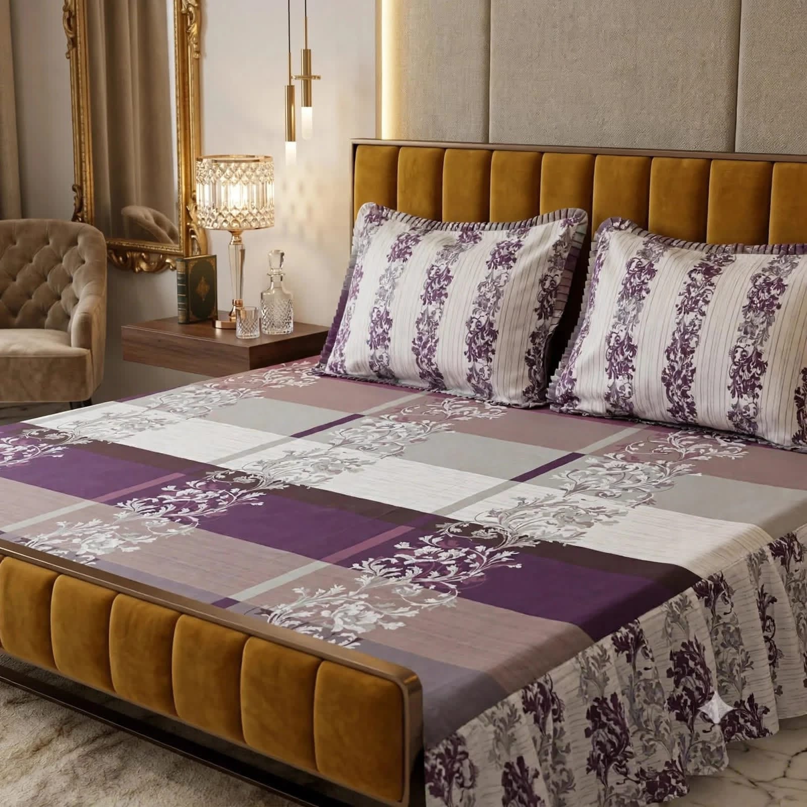 Luxury Bridal Bedsheet Set – Elegant Wedding Collection frill bedsheet-1009