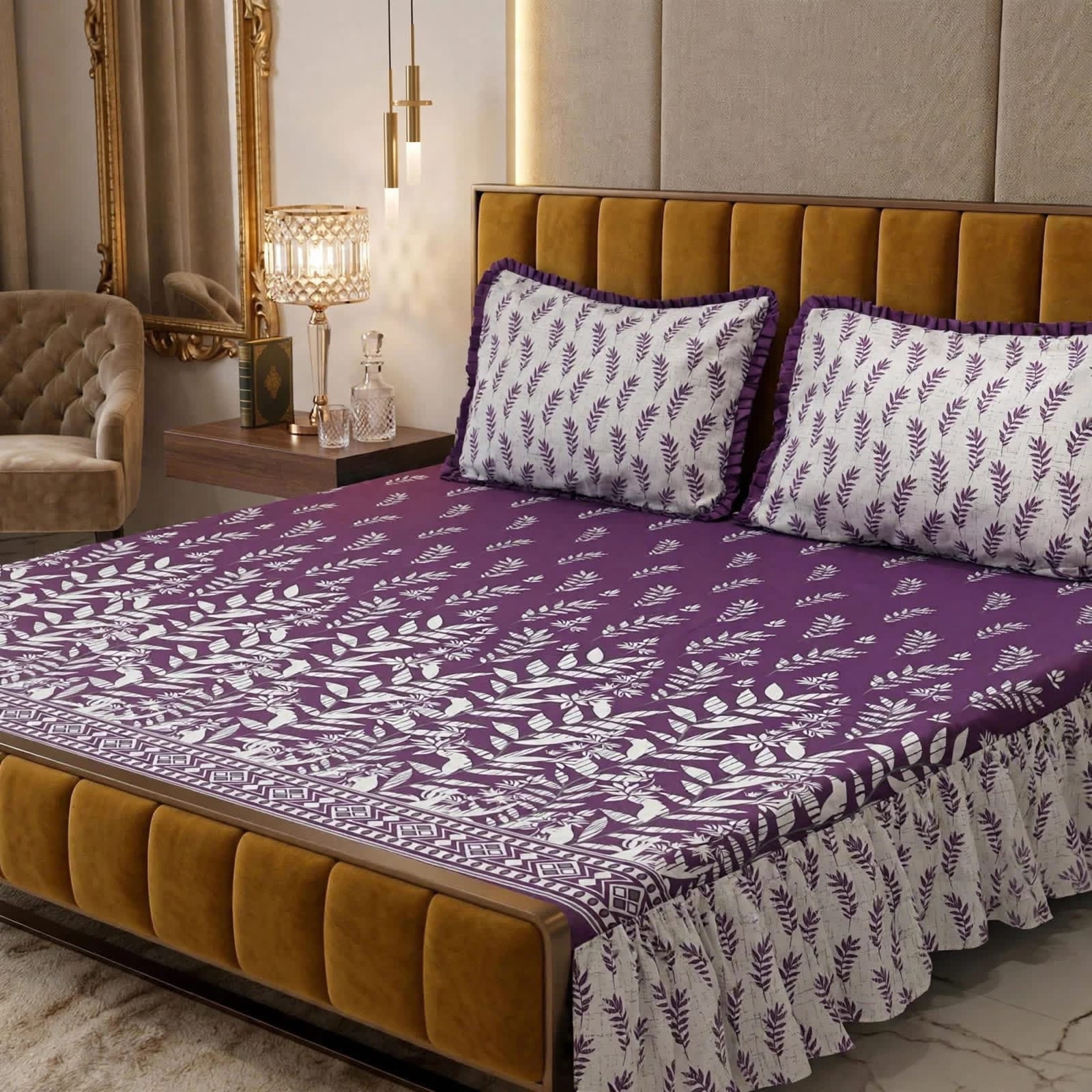 Luxury Bridal Bedsheet Set – Elegant Wedding Collection frill bedsheet-1009