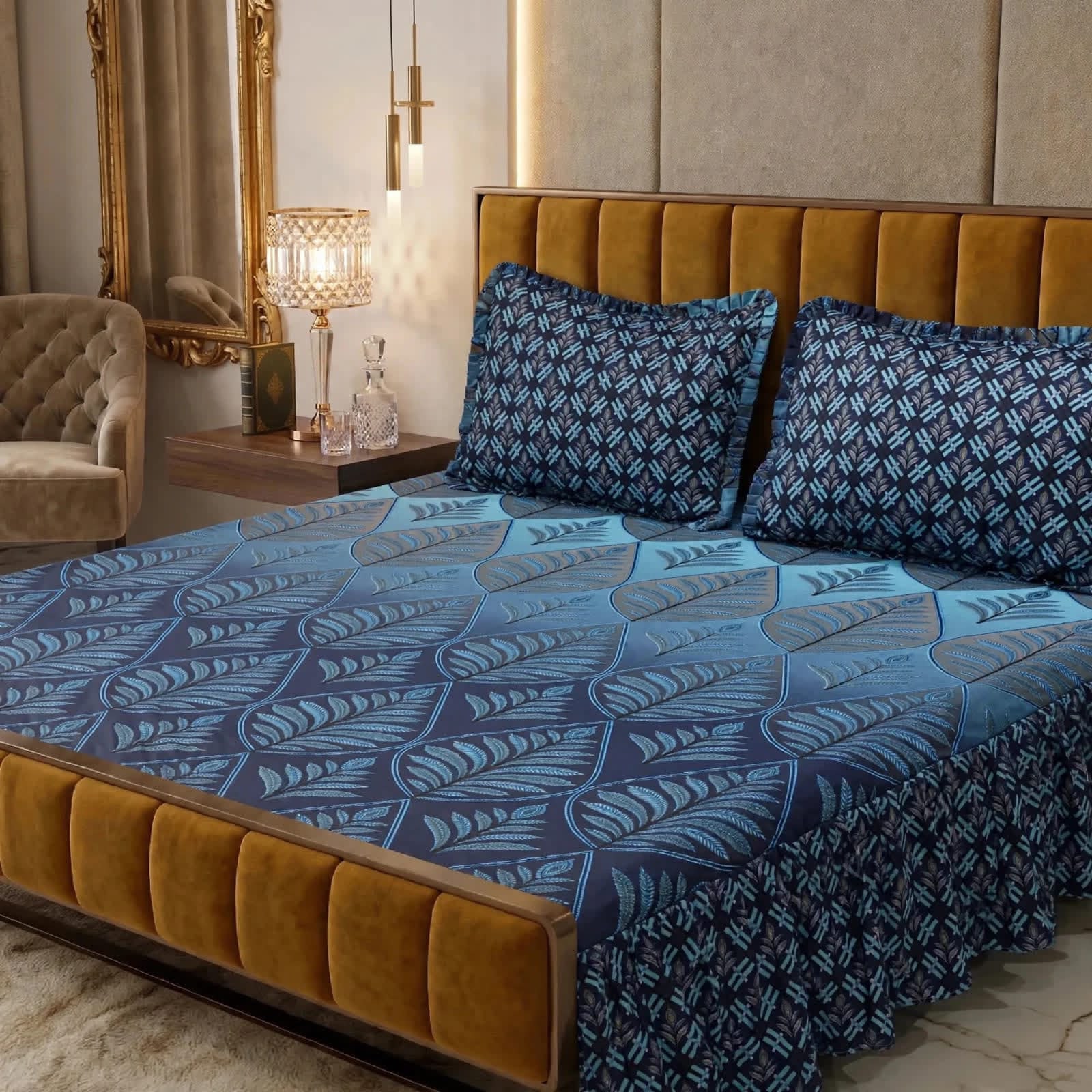 Luxury Bridal Bedsheet Set – Elegant Wedding Collection frill bedsheet-1009
