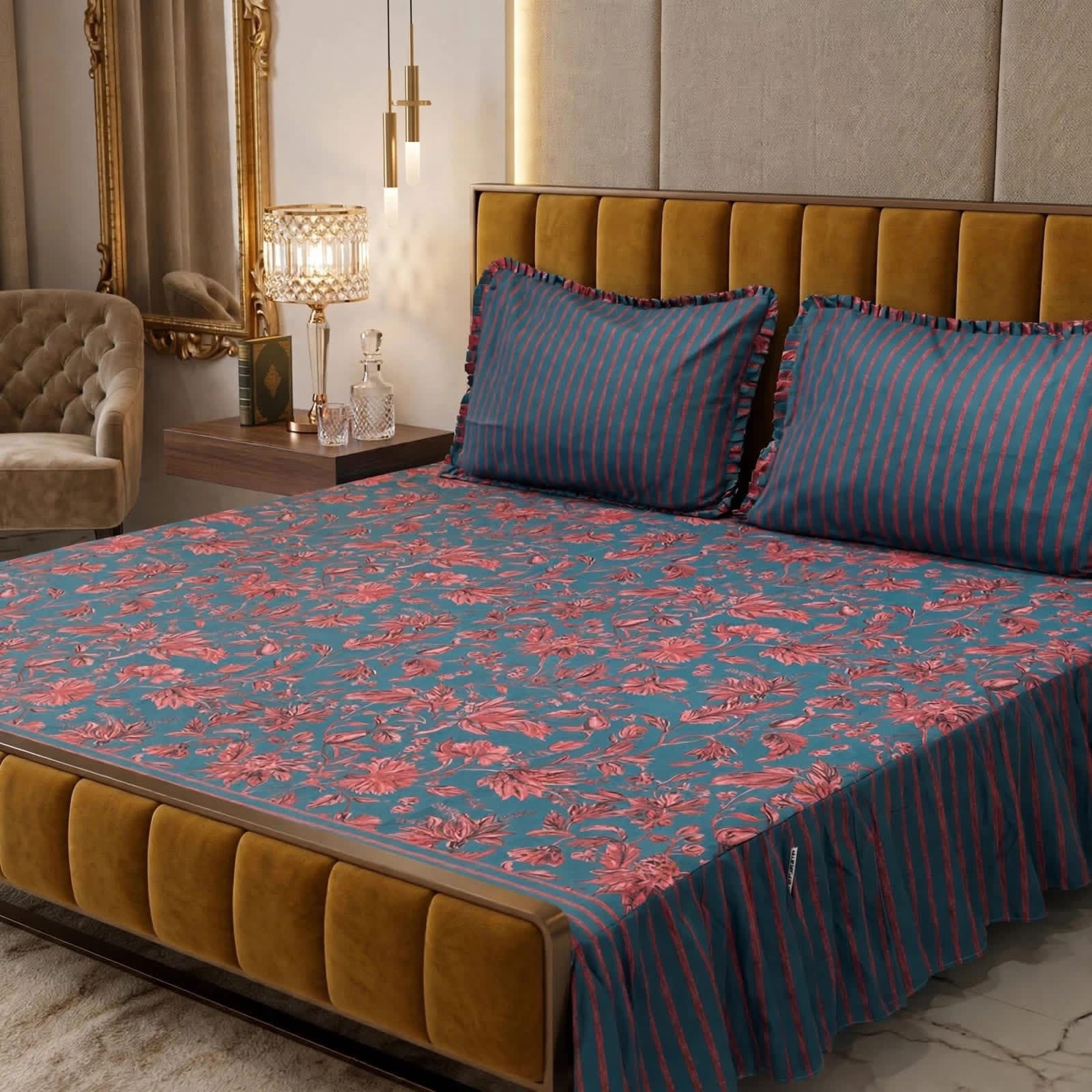 Luxury Bridal Bedsheet Set – Elegant Wedding Collection frill bedsheet-1009