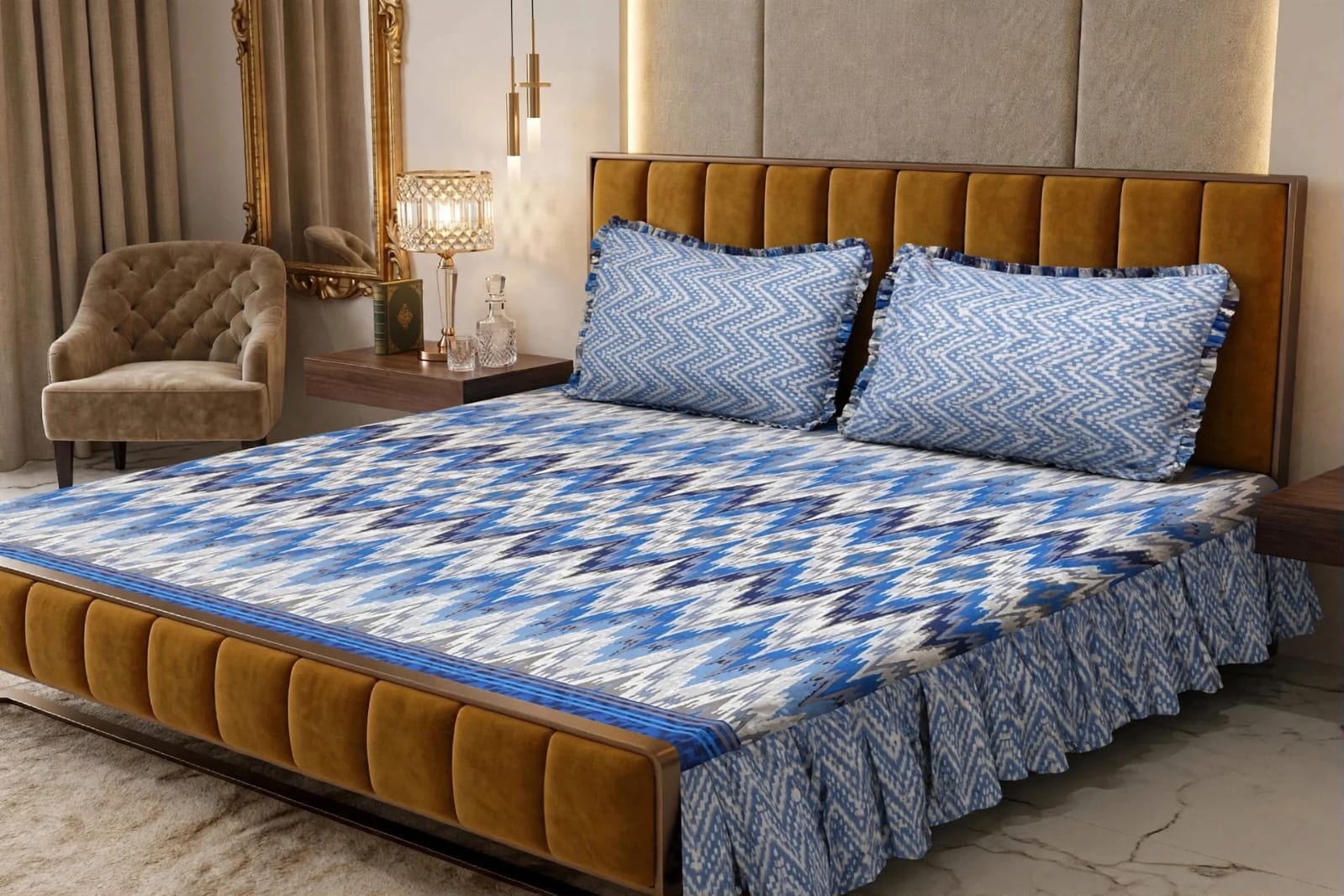 Luxury Bridal Bedsheet Set – Elegant Wedding Collection frill bedsheet-1009