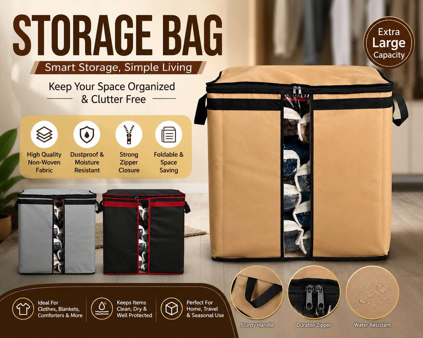 Premium Large Storage Bag – Dustproof Clothes & Bedding Organizer bag-10019