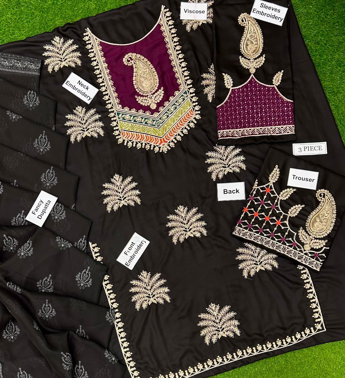 Ethnic Heavy Embroidered Silk 3-Piece Suit with Fancy Digital Printed Dupatta