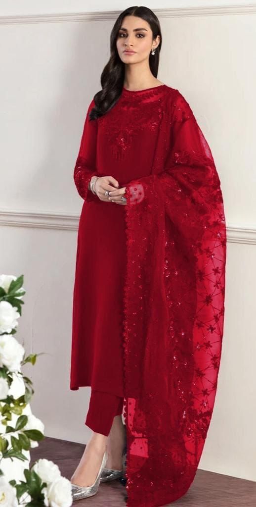 JAZMIN Luxury Chiffon Collection – Heavy Embroidered Organza Dupatta Edition emb 2006