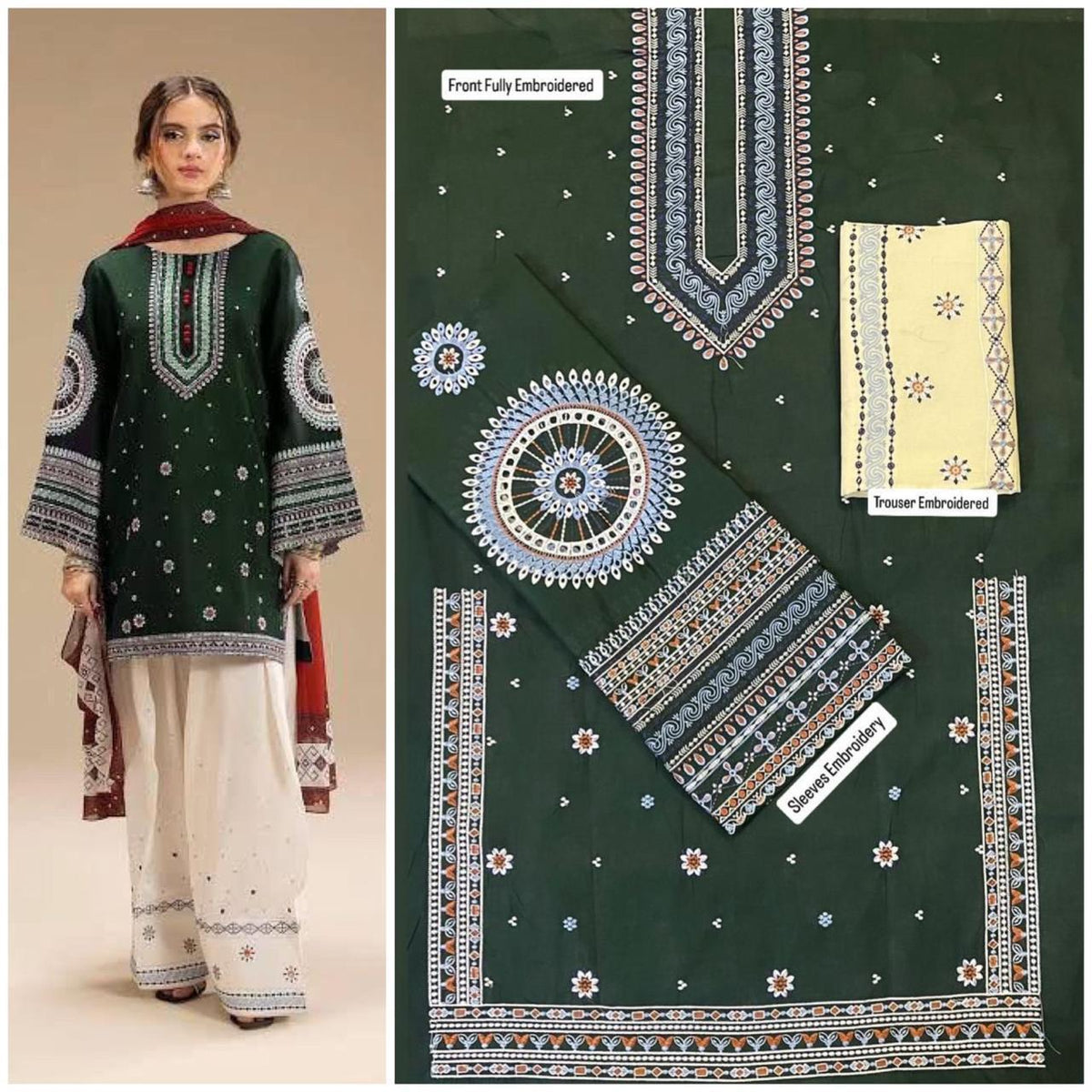 Nishat Lawn 90/70 Heavy Embroidered Shirt & Trouser 2-Piece Suit EMB-98696