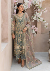 Imrozia Luxury Organza Collection – Heavy Embroidered Shirt, Tye & Dye Dupatta & Satin Silk Trouser