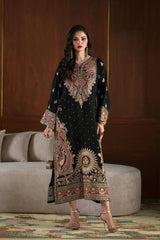 Ethnic Luxury Velvet Laser Work Charmoush Silk Kaftan Suit (EK-E1098-26)