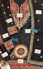 Ethnic Luxury Velvet Laser Work Charmoush Silk Kaftan Suit (EK-E1098-26)