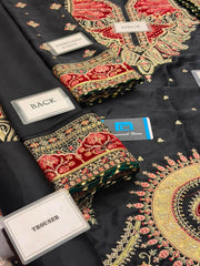 Ethnic Luxury Velvet Laser Work Charmoush Silk Kaftan Suit (EK-E1098-26)