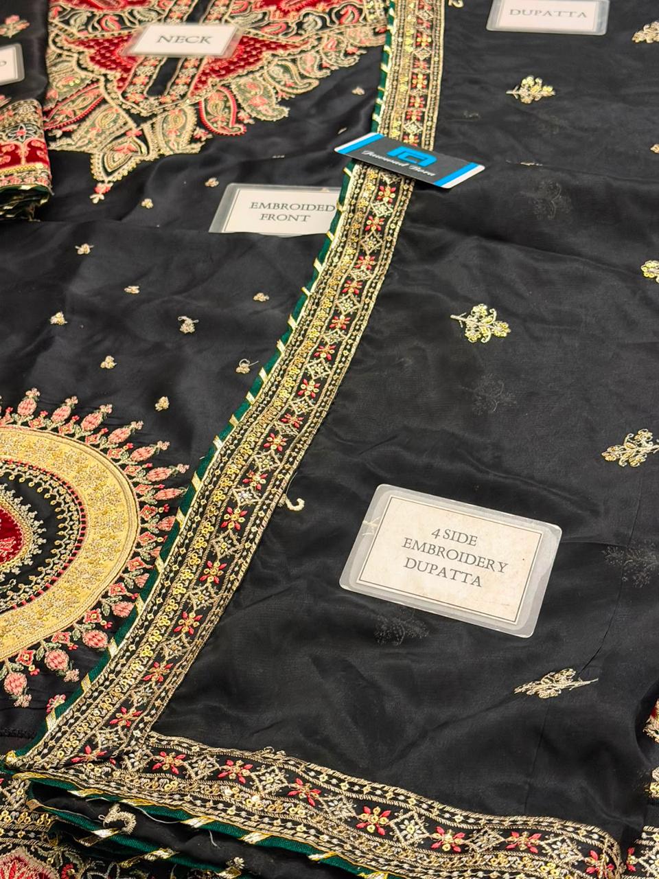 Ethnic Luxury Velvet Laser Work Charmoush Silk Kaftan Suit (EK-E1098-26)