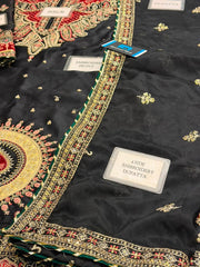 Ethnic Luxury Velvet Laser Work Charmoush Silk Kaftan Suit (EK-E1098-26)