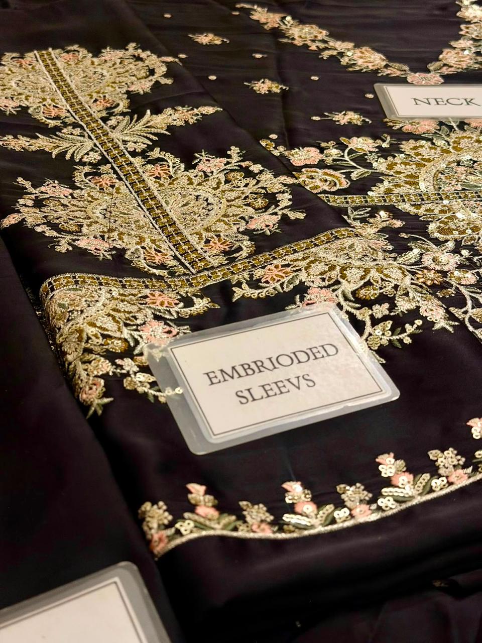 Ethnic Luxury Charmoush Silk Heavy Embroidered Kaftan Suit (EK-E1104)