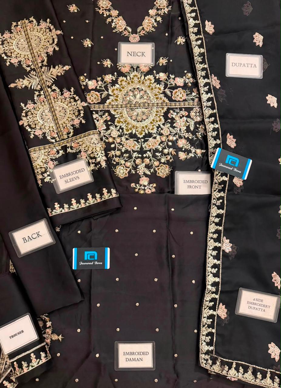 Ethnic Luxury Charmoush Silk Heavy Embroidered Kaftan Suit (EK-E1104)
