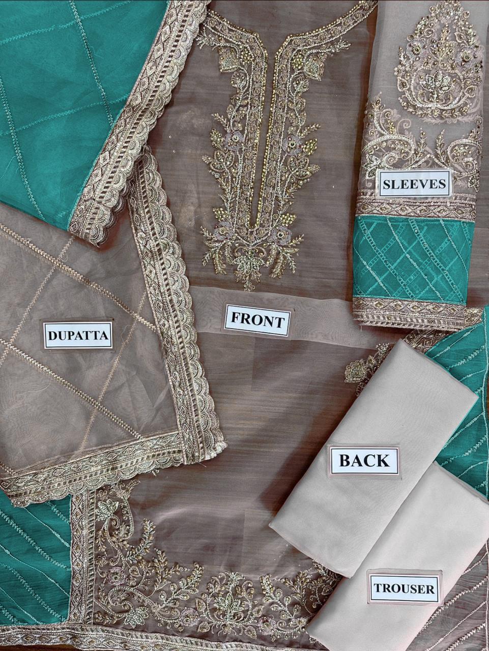 Sara Rohail Asghar Handwork Embroidered Organza 3-Piece Suit