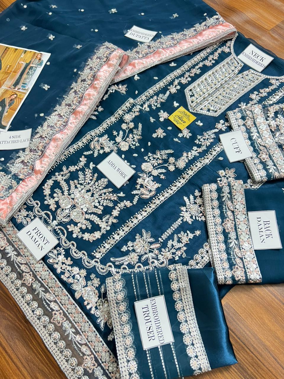 Aneela's Luxury Embroidered Chiffon Wedding Collection 3pc