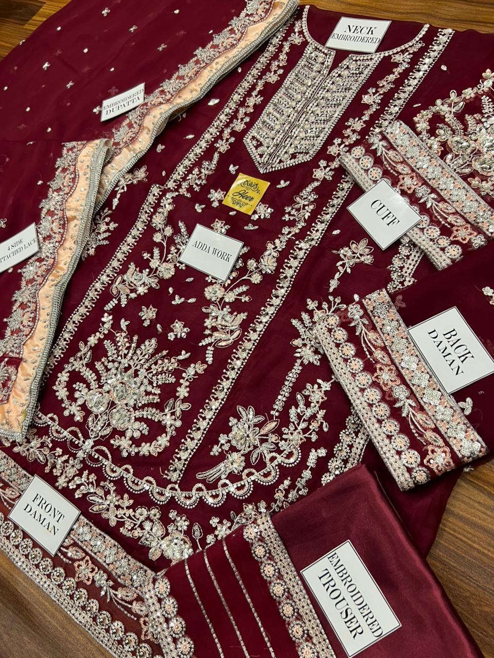 Aneela's Luxury Embroidered Chiffon Wedding Collection 3pc