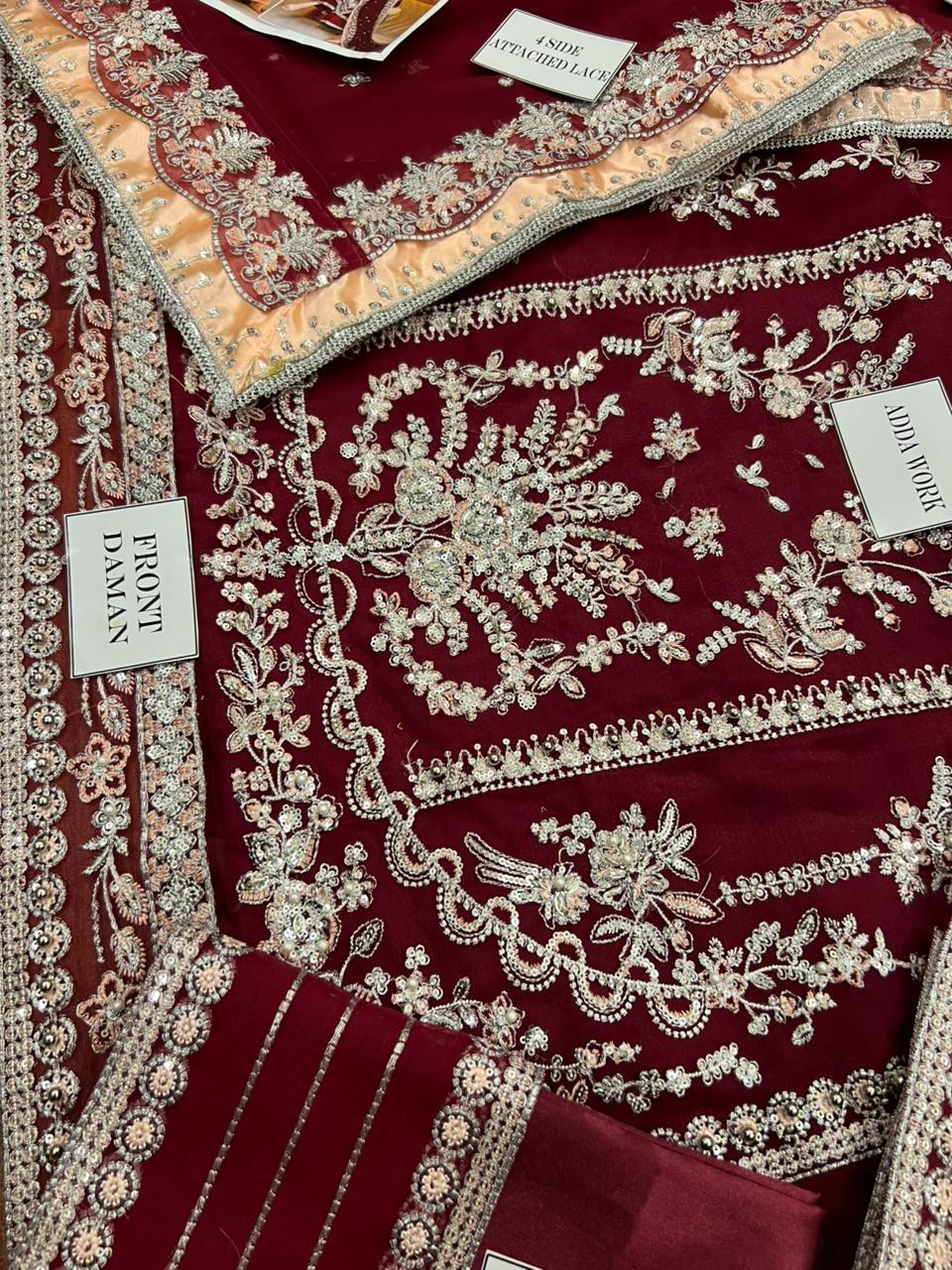 Aneela's Luxury Embroidered Chiffon Wedding Collection 3pc