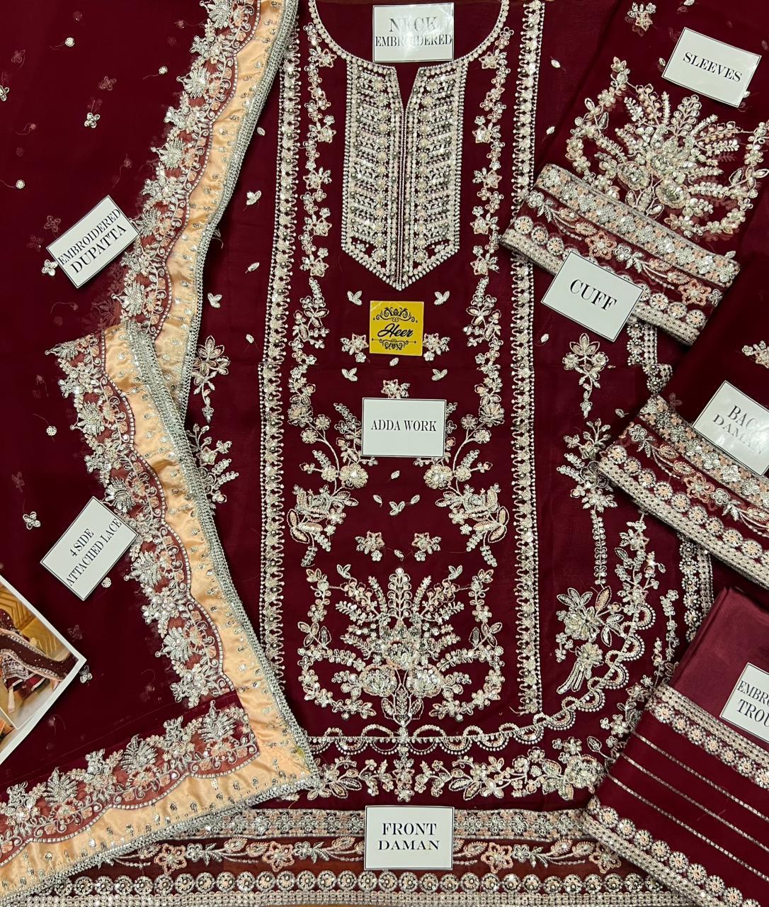 Aneela's Luxury Embroidered Chiffon Wedding Collection 3pc