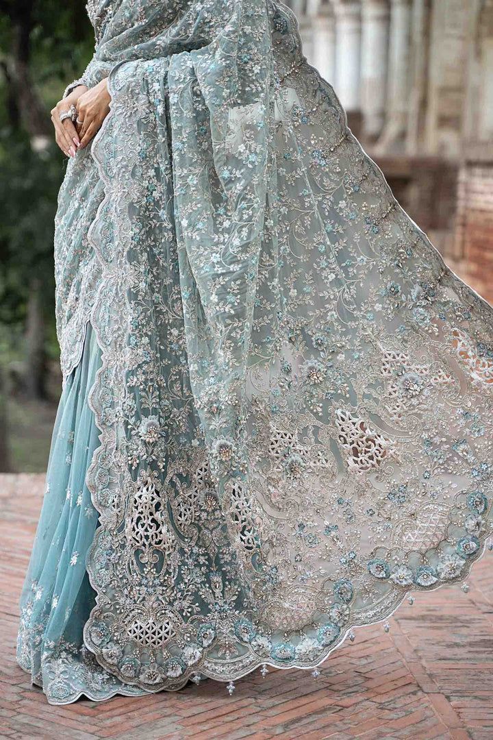 Maria B Exclusive Lavender Embroidered Chiffon Saree - 3 Piece