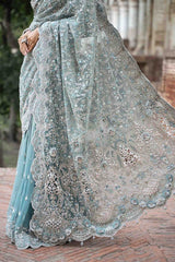 Maria B Exclusive Lavender Embroidered Chiffon Saree - 3 Piece