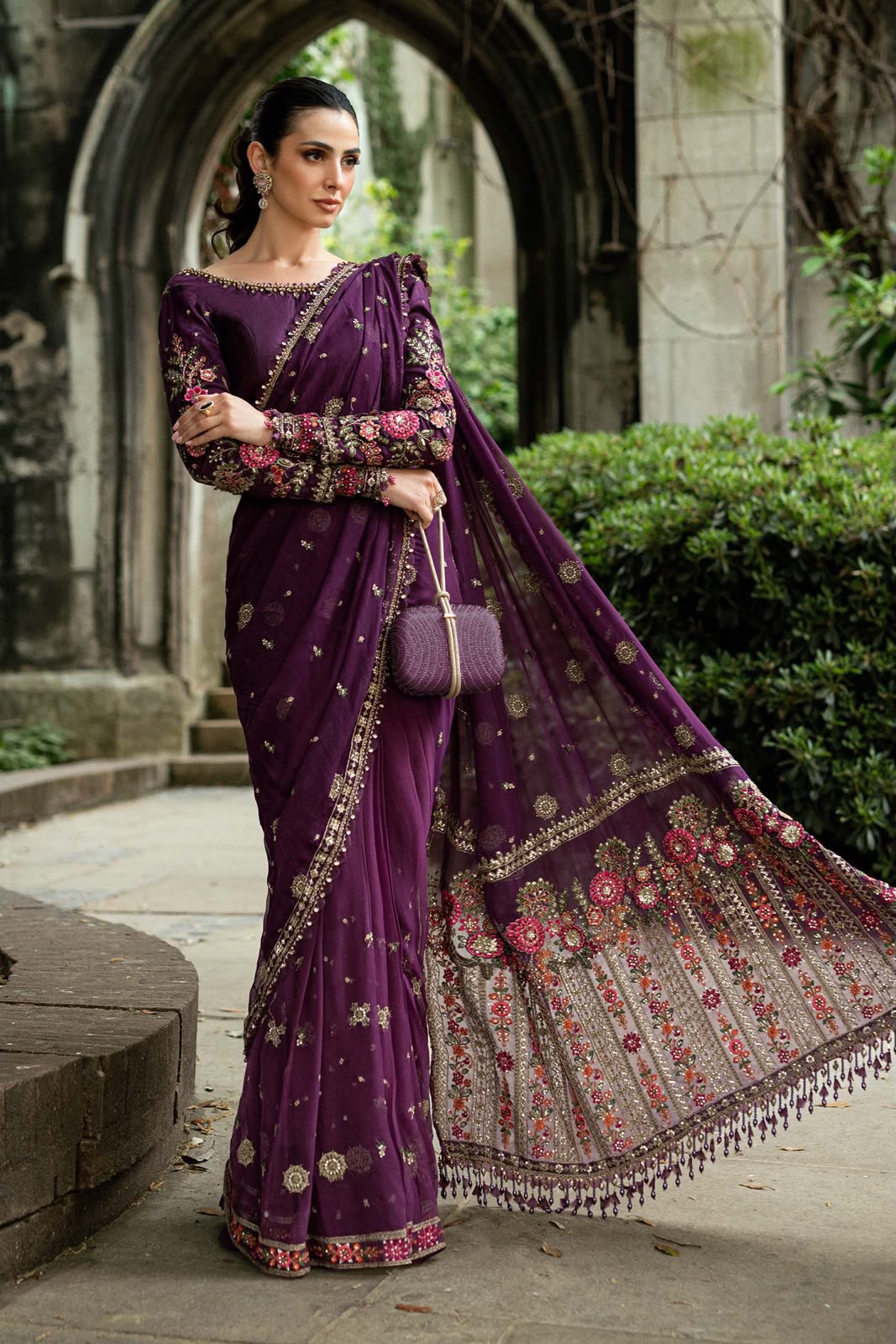 Brand: MARIA B | NET EMBROIDED SAREE| 3PEC-UNSTICHED