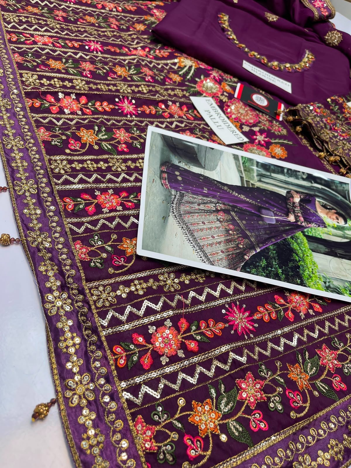 Brand: MARIA B | NET EMBROIDED SAREE| 3PEC-UNSTICHED