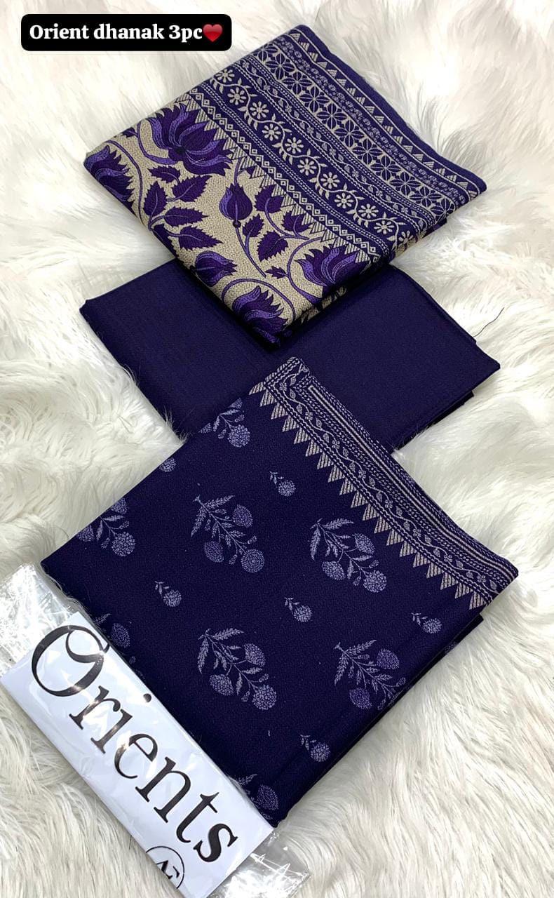 Orient Printed Dhanak 3-Piece Unstitched Suit with Dhanak Dupatta prt