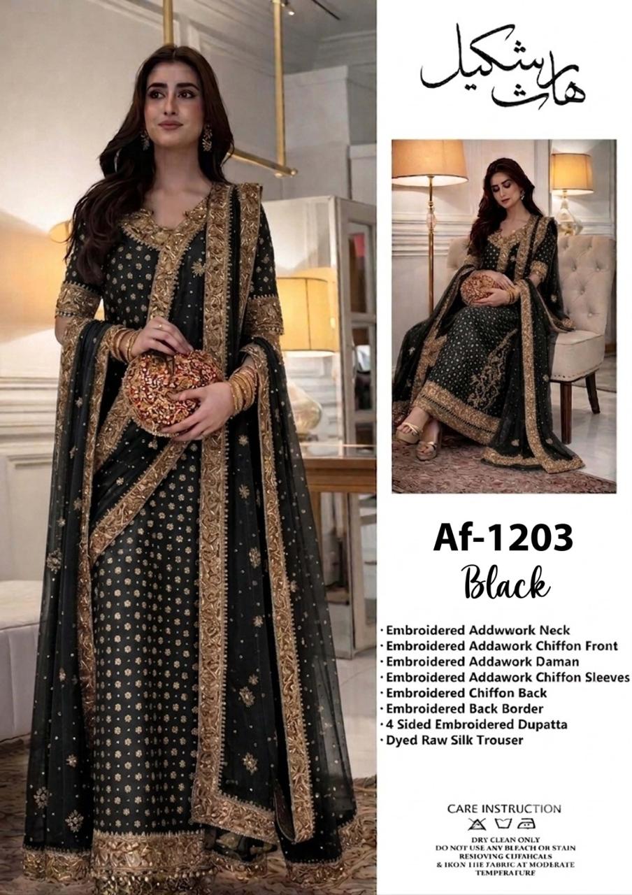 Haris Shakeel Aisha Magenta Adda Work Chiffon Wedding Suit (3-Piece)
