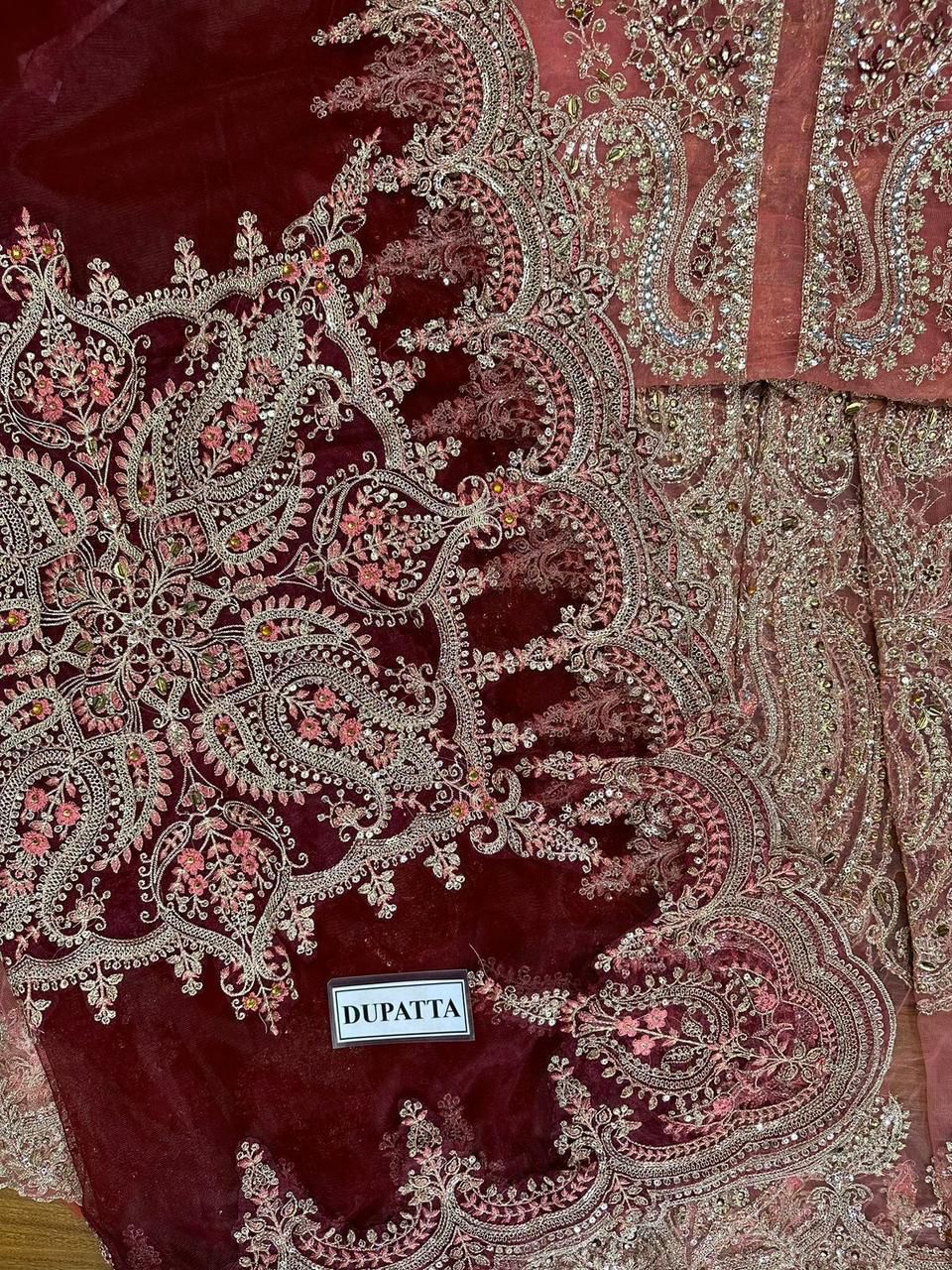 Maria B Handwork & Sequence Embroidered Net Frock (Master Replica)