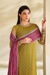 Zarif Sequence Embroidered Chiffon 3-Piece Suit (Unstitched Master Replica)