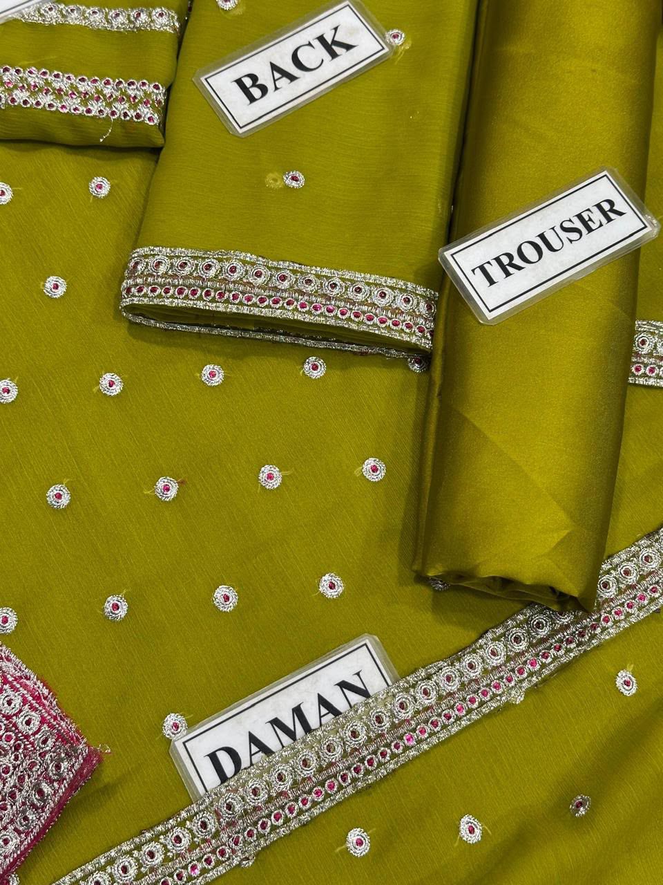 Zarif Sequence Embroidered Chiffon 3-Piece Suit (Unstitched Master Replica)