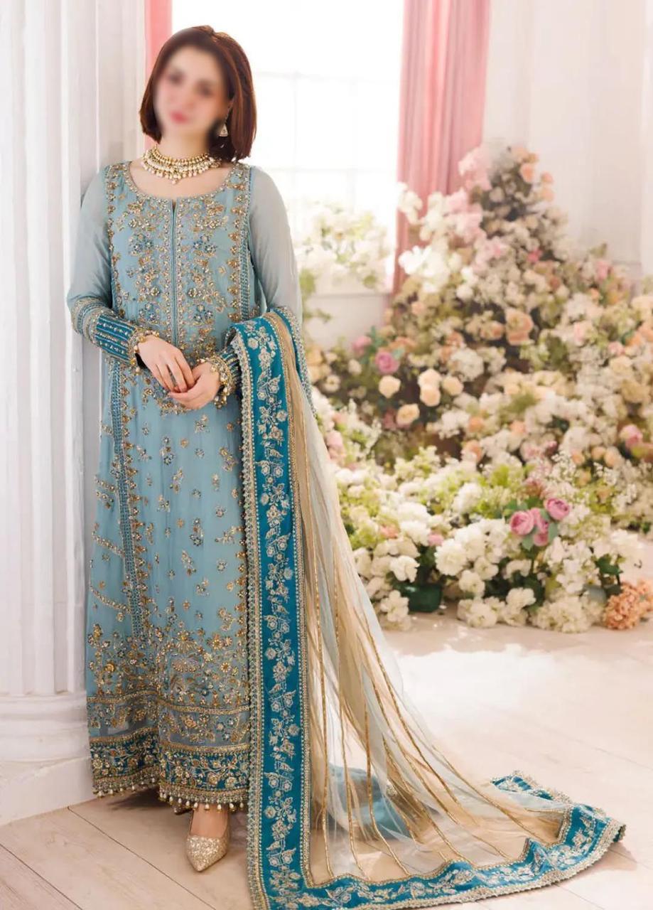 Charizma Adda Work Embroidered Chiffon 3-Piece Suit with Net Dupatta