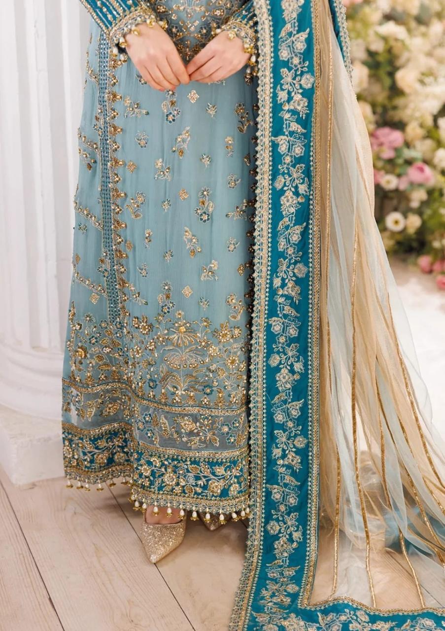 Charizma Adda Work Embroidered Chiffon 3-Piece Suit with Net Dupatta